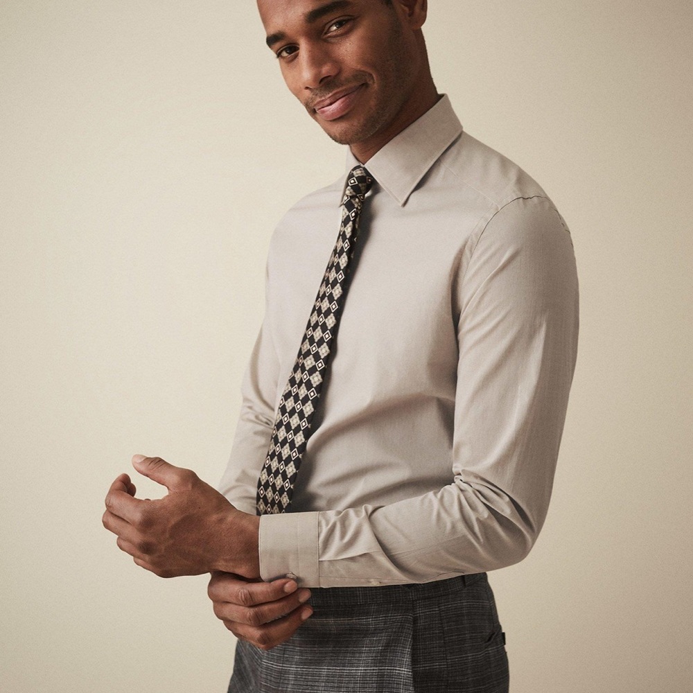 Reiss Zay Slim Fit Button Down Taupe